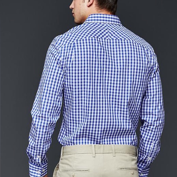 GAP Other - NWT GAP Men’s Wrinkle-Resistant Blue White Gingham Button-Down Shirt Size L